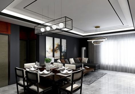 华宇龙州府现代风格125平三居室装修效果图