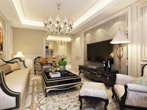 88平米二居室欧式风格客厅装饰设计效果图