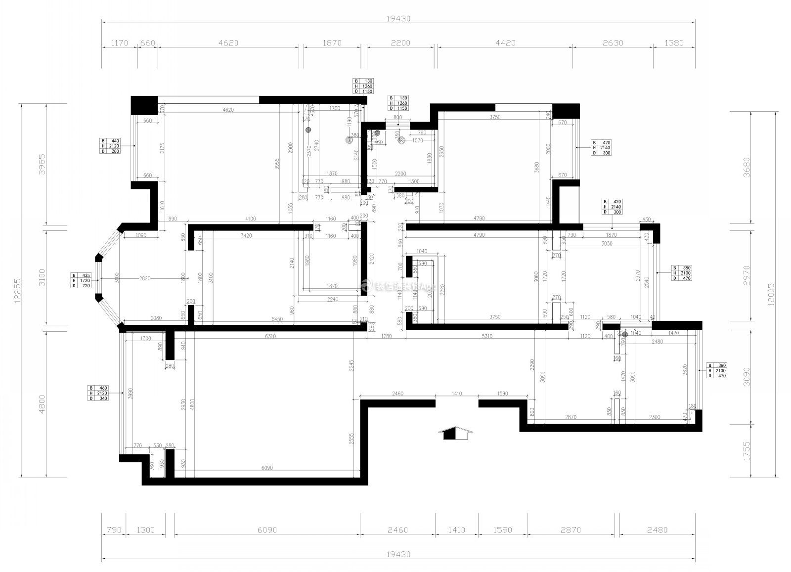 200平米四居室美式风格平面图