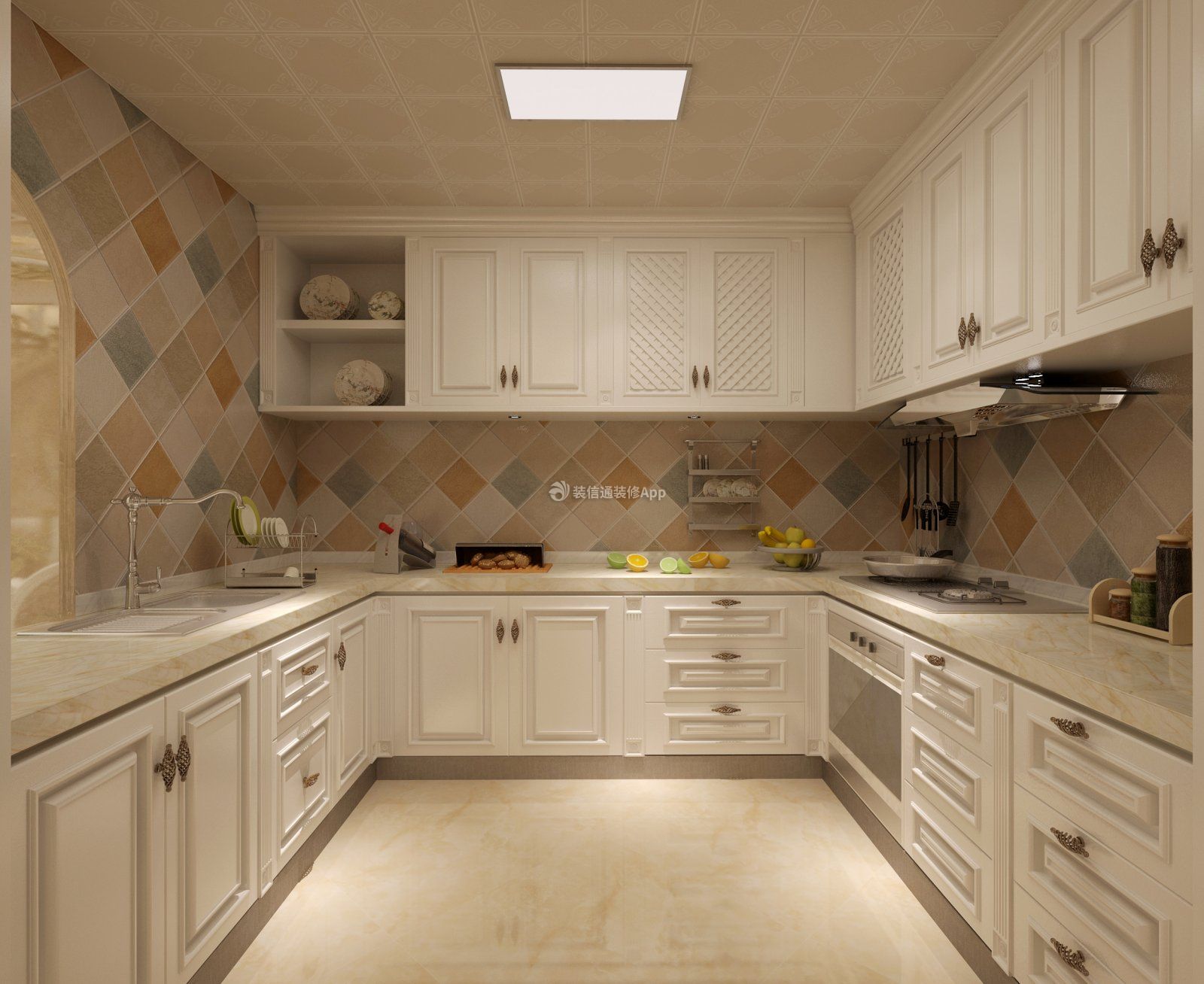 200平米四居室美式风格厨房装修设计效果图