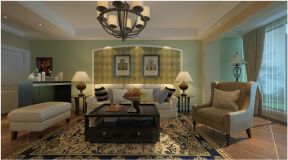 美式风格169平米三居室沙发背景墙装修效果图