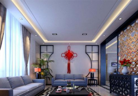 天颐郦城140平米中式风格三居装修效果图