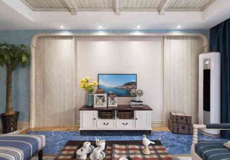 110平米三居室美式风格装修设计效果图案例