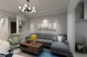 三居105平现代简约风格客厅沙发背景墙装修效果图