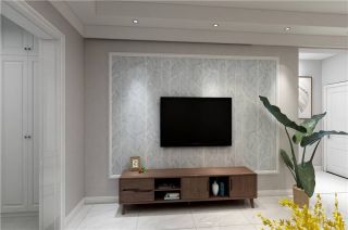 三居105平现代简约风格客厅电视墙装修效果图