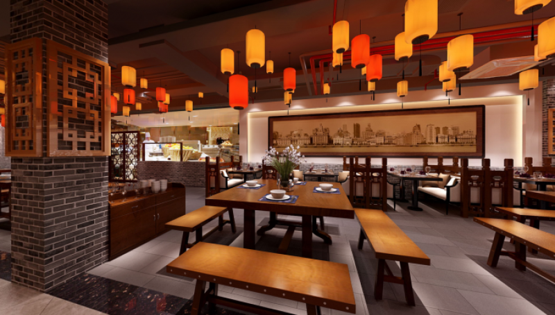 220平米中式餐馆装修设计效果图