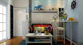 100㎡美式风格装修案例，蓝白色系的休闲复古三居室