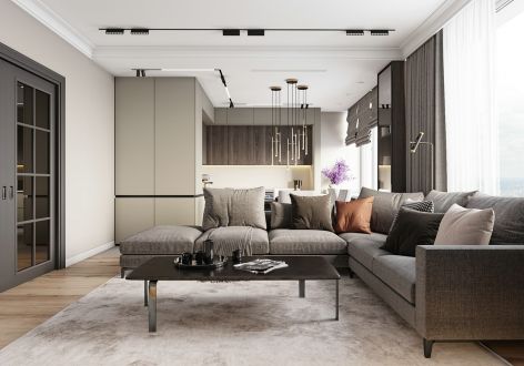 49平米一居室极简风格装修设计效果图