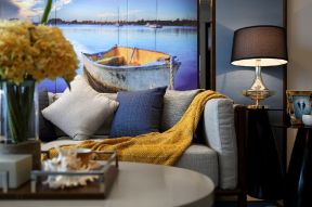 96平米地中海风格三居室沙发背景装修效果图