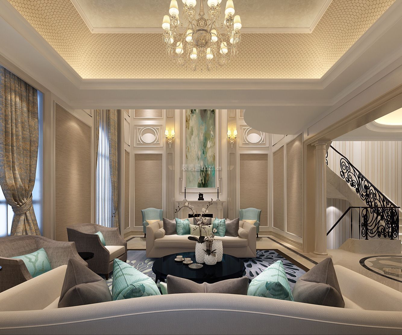 上海中建大公馆混搭风格400平米装修效果图案例