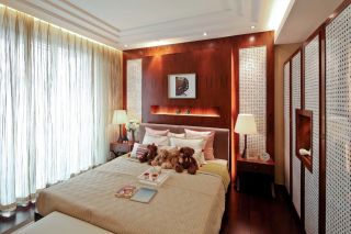 420平米中式别墅卧室窗帘装修效果图