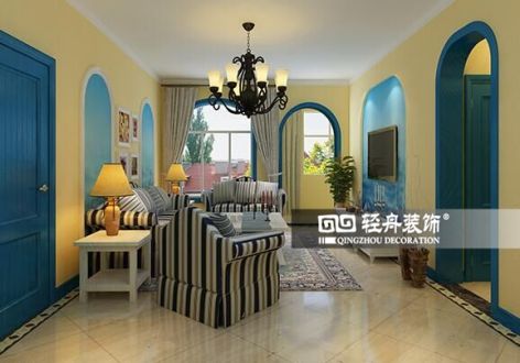 华侨城地中海风格160平米三居室装修效果图