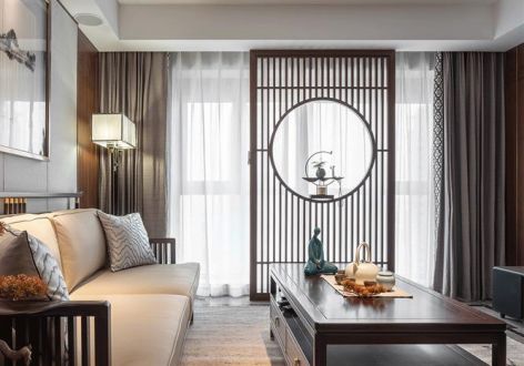 济南金沙西苑中式风格100平米设计方案 新中式背景墙图片大全_装信通