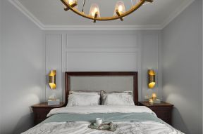 简约美式卧室装修效果图 床头壁灯效果图设计 