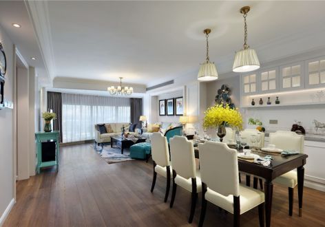 尚林美景现代美式风格115平三居室装修效果图