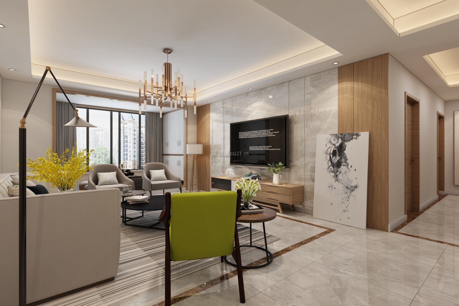 西安莱安逸晖现代风格150平米装修效果图案例_戴飞装修设计案例