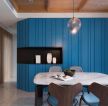 现代简约家装样板间餐厅蓝色背景墙设计图