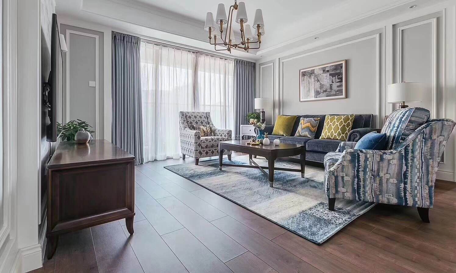 107平米三居室简美风格装修设计效果图