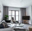 欧式风格样板间客厅纯色窗帘装修效果图