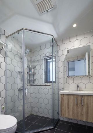 现代风格样板间淋浴房玻璃隔断装修图