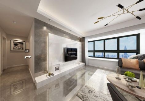 万景荔知湾140平米三居室现代简约装修设计效果图