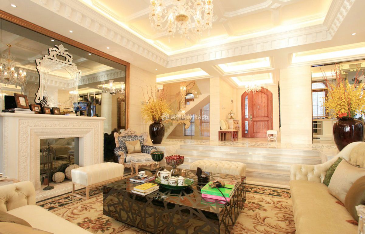上海高档别墅客厅室内茶几装饰效果图