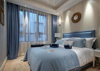 2023上海房屋装修简约卧室窗帘效果图片
