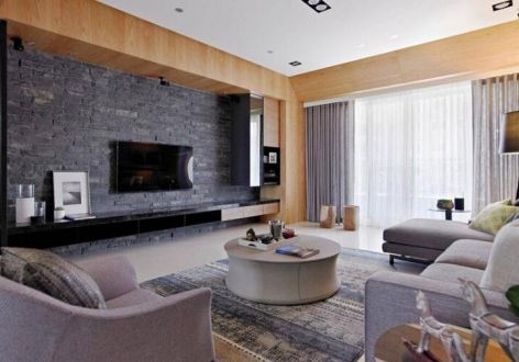 紫薇·万科大都会92平轻奢风格二居室装修设计效果图