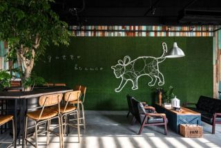 杭州咖啡厅背景墙装修装饰效果图2023