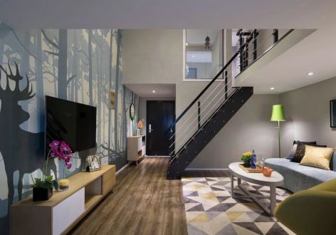 华生城首府现代风格46平复式风格装修效果图