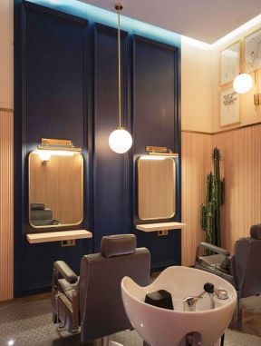 杭州欧式风格理发店室内镜子装修图片