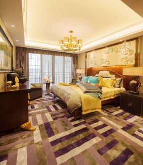 杭州高端别墅卧室地毯装修装饰效果图片
