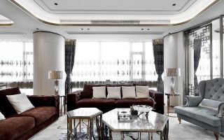 杭州高端别墅室内客厅茶几装修造型图片