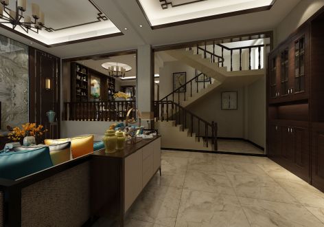 鲁香山别墅360平中式风格装修设计效果图