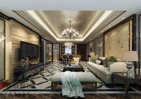 东海国际120平米三居室欧式风格装修设计效果图
