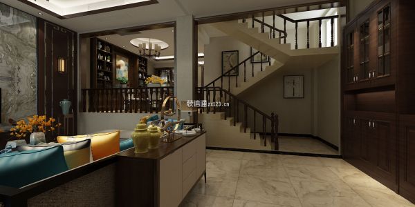鲁香山别墅360平中式风格装修设计效果图