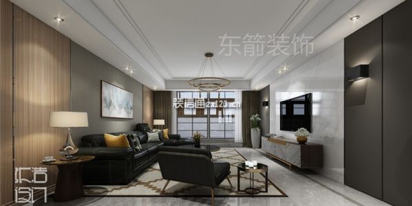 悦澜湾100平米三居室现代风格装修设计效果图