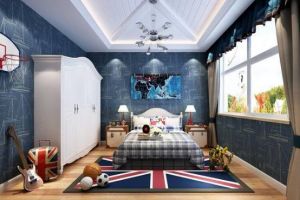 舒适的简美风格三房装修，全屋铺木地板，淡蓝色墙面更精致