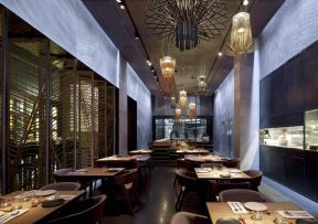 上海混搭风格饭店餐厅室内吊顶灯装修图 