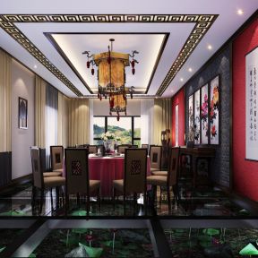 1250平中式风格中餐馆包间吊顶装修效果图