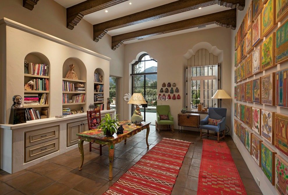 别墅270平美式风格书房装修效果图