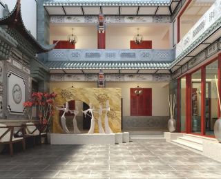 1000平中式风格酒店大厅装修效果图