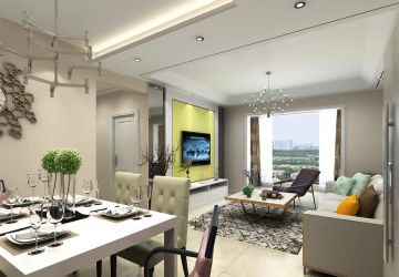 中锦国际现代简约风格98平三居室装修效果图