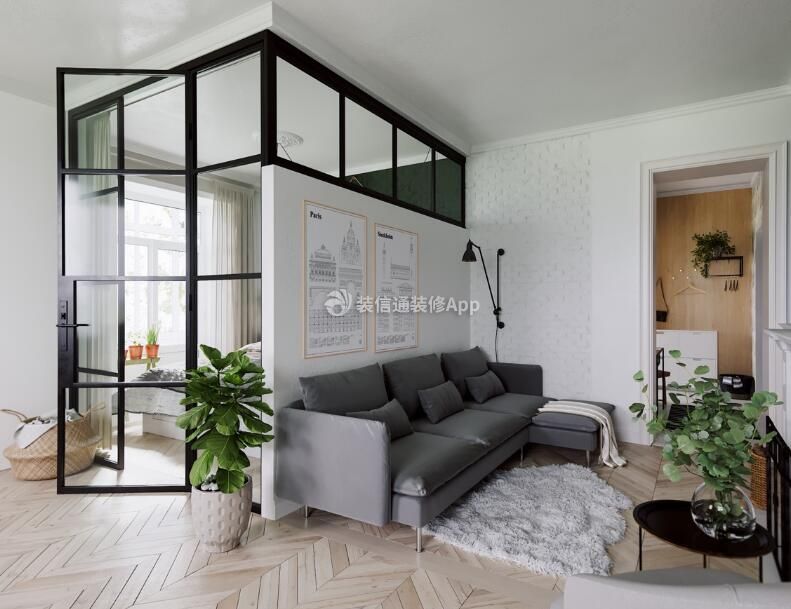 合肥小户型公寓客厅灰色沙发装修效果图