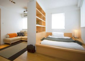 合肥小户型公寓卧室客厅隔断柜装修设计图