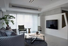 合肥小户型公寓白色电视墙装修图欣赏