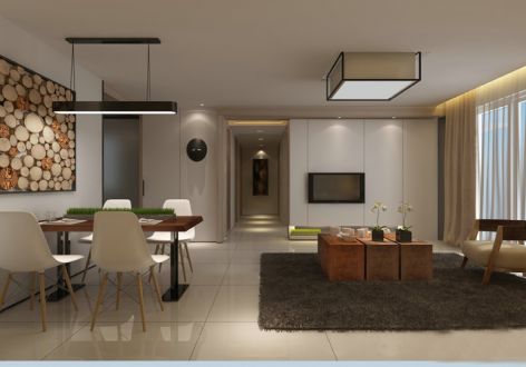 博雅海润现代风格120平米三居室装修效果图