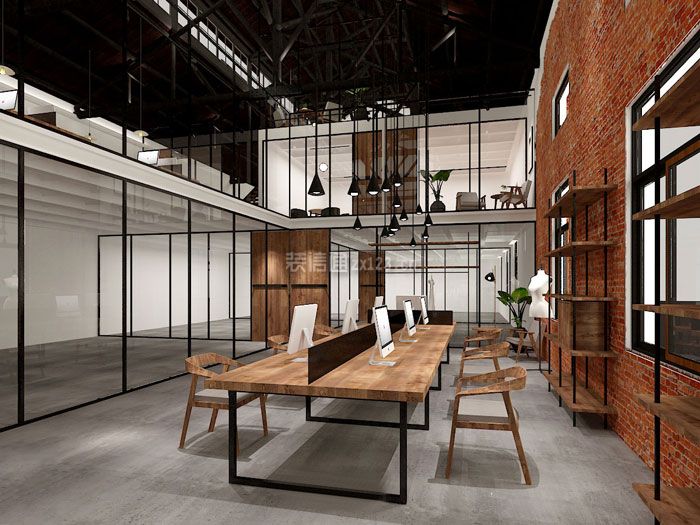 上海服装厂房办公室工业风格1200平米装修效果图案例