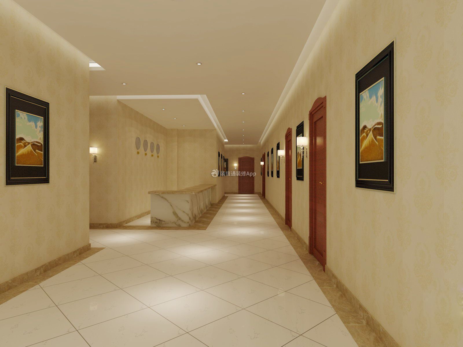 合肥宾馆走廊地板砖装修设计图片