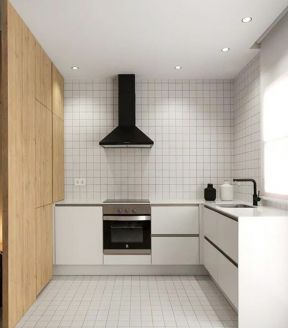 50平极简风格两室一厅厨房背景墙装修图